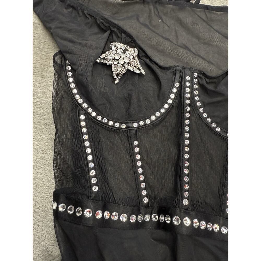 Victoria’s Secret Star Teddy Black Bodysuit Swarovski Rhinestones Medium - Picture 8 of 16